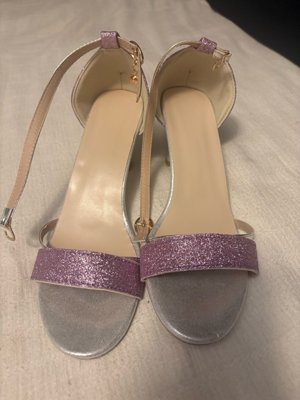 SHEIN Glitter Lavender Ankle-Strap Heels